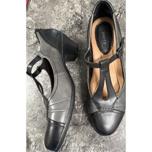 Earth Womens Wanderlust T Strap Mary Jane Comfort Pumps Black Gray Buckle Sz 11B